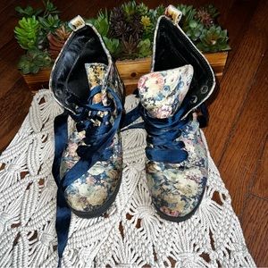 Dirty Laundry • Velvet Floral Combat Boots